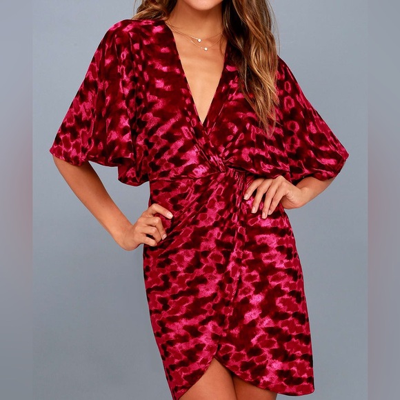 Lulu’s Mesmerize on the Prize Burgundy Velvet Wrap Dress - Picture 2 of 12